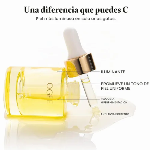 Vista 3 de Ogee Vitamina C suero THDA 20% Elixir Suero facial orgánico certificado con vitamina C, suero iluminador de vitamina C para la cara