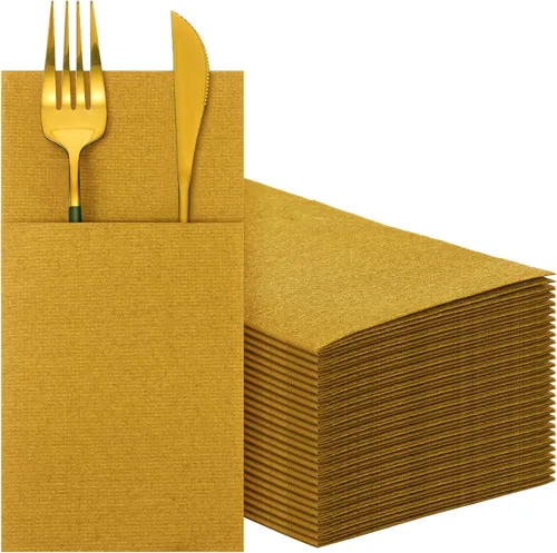 Vista 15 de Cindeer 150 Pz Servilletas de Lino Negras para Cena con Sensación de Lino, Bolsillo Plano Incorporado, Preplegadas, Toalla de Mano Desechable