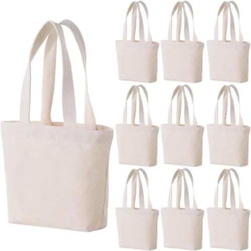 Vista 9 de Mini bolsas de lona de 10 x 8 x 3 pulgadas para pintura de tela, bolsa resistente de algodón, bolsas de regalo resistentes