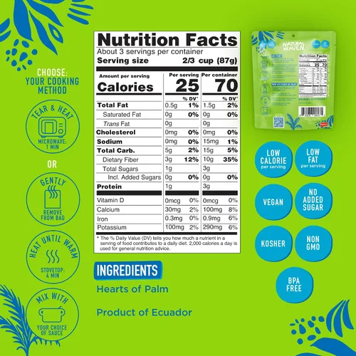 Vista 2 de Natural Heaven Fideos espagueti, corazones de palma, naturalmente ricos en potasio, pasta vegetariana baja en calorías, Keto y alimentos sin gluten