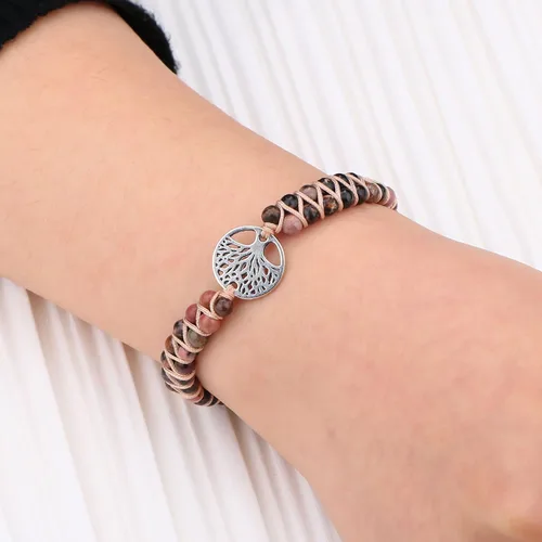 Vista 2 de Pulsera de cuentas para mujeres y hombres, regalos de pareja para novio, novia, marido, esposa, piedra natural, alivio del estrés, ojo de tigre
