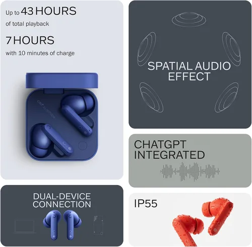 Vista 3 de Auriculares CMF Buds Pro 2 inalámbricos con dial inteligente, auriculares inalámbricos con cancelación de ruido híbrida de 50dB, Bluetooth 5.3