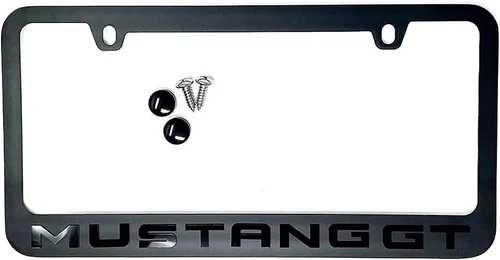 Vista 2 de GT Stealth Blackout - Marco de matrícula (negro con negro) compatible con Ford Mustang GT