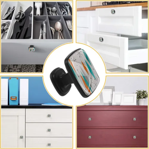 Vista 5 de 4 pomos de gabinete de mediados de siglo, modernos tiradores de cajón de diamante para cocina, armario, baño, tocador, cuadrados (1.181 in)
