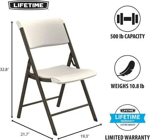 Vista 3 de LIFETIME Silla plegable con marco A, paquete de 4, almendra