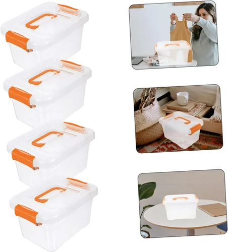 Vista 9 de Organizador de maquillaje para cajón, caja de 4 piezas, caja de almacenamiento portátil, contenedores de 16 cuartos de galón para organizar
