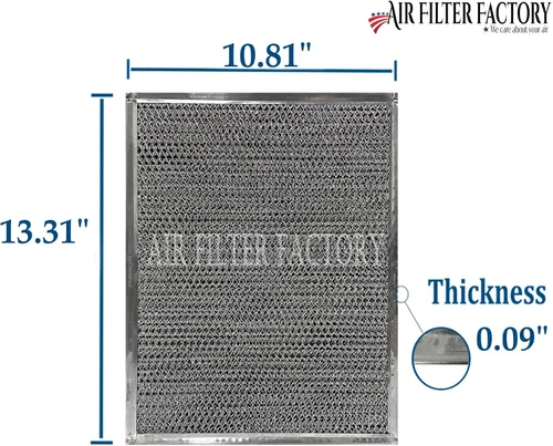 Vista 2 de Air Filter Factory Filtro de carbón BPSF30 99010308 de repuesto para Broan QS WS sin conductos medidas 10-13/16 pulgadas x 13-5/16 pulgadas x 3/32
