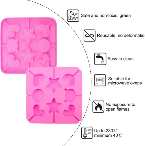 Vista 3 de Paquete de 2 moldes de silicona para caramelos, molde de caramelo duro con forma de corazón, bandeja de silicona para paletas para el día de San