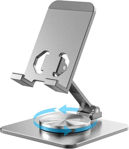 Vista 8 de Soporte para teléfono celular y tableta para escritorio, soporte ajustable de aluminio para iPhone, iPad y teléfonos inteligentes Montura