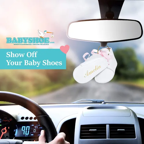 Vista 3 de BabyShoe - Zapatos de bautizo personalizados para niña Bautismo revelación de género suave recién nacido con cordones rosa recién nacido con nombre