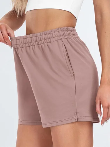 Vista 87 de AUTOMET Pantalones cortos deportivos para mujer, estilo casual, con cordón, cómodos, elásticos, de cintura alta, con bolsillos