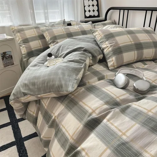 Vista 191 de mixinni Juego de funda de edredón vintage a rayas, tamaño twin, juego de ropa de cama de 3 piezas, 100% algodón lavado, suave y transpirable, funda