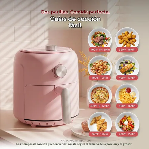 Vista 3 de 2.8QT Small Air Fryer, Mini Pink Air Fryers with Gift Box