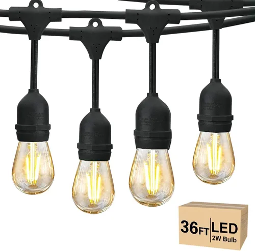 Vista 12 de Svater 24 pies al aire libre cadena luces LED 2W S14 grado comercial