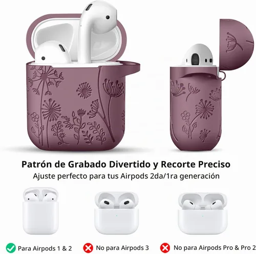 Vista 8 de Lerobo - Funda para AirPod de 2ª/1ª generación con llavero Malva ahumada