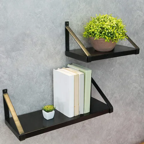 Vista 4 de Creative Load-Bearing - Soportes para estante de pared de hierro forjado con forma de triángulo, de madera, para sala de estar, TV, estantería