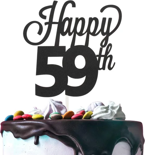 Vista 51 de LINGTEER - Decoración para pastel con texto "Happy Birthday 100", color negro