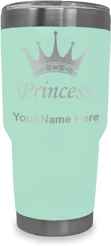 Vista 11 de LaserGram Vaso aislado al vacío de 20 onzas, corona de princesa, grabado personalizado incluido (negro)