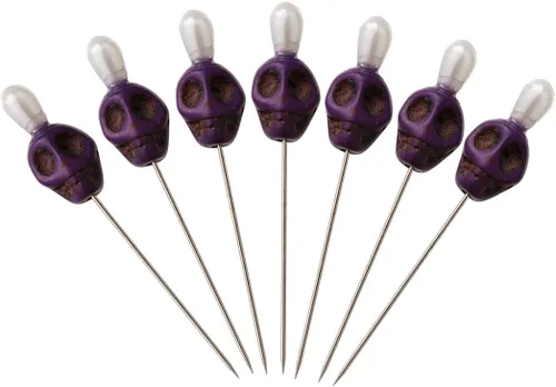 Vista 7 de BLESSUME 7pcs Candle Magick Ritual Pins Skull Top (negro)