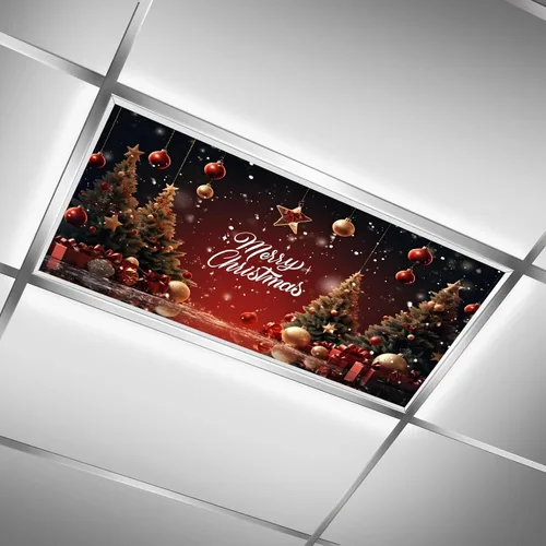 Vista 11 de Cubiertas de luz fluorescente de ciervos navideños para aula, 4 x 2 pies, cubierta roja para luz de techo de automóvil, decoración de hospital