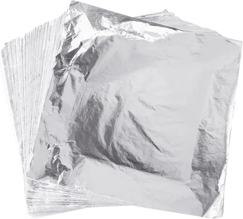 Vista 10 de YongBo Hojas de hojas doradas, 200 piezas de papel de aluminio dorado de 5.5 pulgadas para manualidades, pintura, dorado, slime, diseño de uñas
