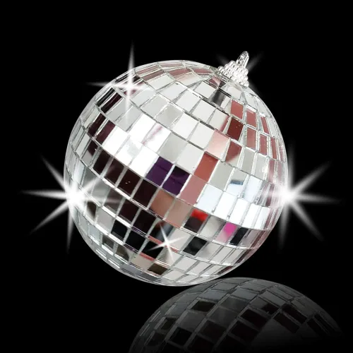 Vista 2 de ArtCreativity Bola de discoteca de espejo de 4 pulgadas, bola de discoteca plateada con cuerda para colgar para fiestas, cumpleaños y bodas