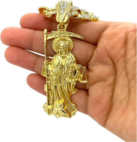Vista 7 de Shiny Jewelers USA CAJA DE COLGANTE CUBANA CUBANA CUBANA PARA HOMBRE SANTA MUERTE NUESTRA SEÑORA DE LA SANTA MUERTE