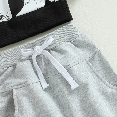 Vista 4 de Fernvia Conjunto de sudadera de manga larga con estampado de fantasma, 2 piezas, ropa de otoño e invierno, 0-3T
