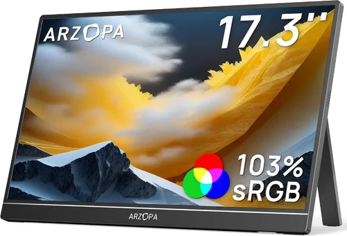 Vista 10 de ARZOPA Soporte para Monitor Portátil con Base, Monitor Portátil Ultradelgado de 14.0" para Laptop FHD 1080P Pantalla Externa con Altavoces Duales