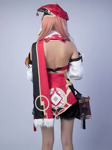 Vista 5 de Cosfun Genshin Impact Yanfei Cosplay traje jacquard versión C00480