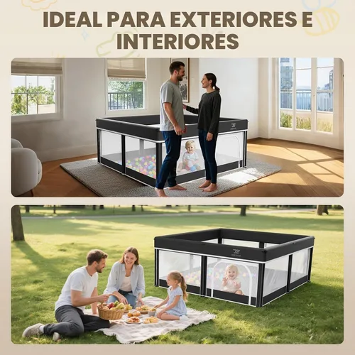 Vista 7 de Corralito plegable para bebés de 50 x 50 con alfombrilla - Patio portátil Negro