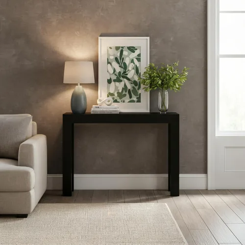 Vista 3 de Plank+Beam Mesa consola moderna de madera maciza, 46 pulgadas, mesa de sofá, mesa de entrada estrecha para pasillo, detrás del sofá, sala de estar