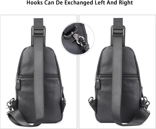 Vista 43 de LUKZIJAES Bolso bandolera de cuero genuino para hombre