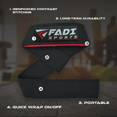 Vista 5 de Lifting Wrist Straps for Weightlifting Gym Deadlift and Pull Ups 24 Inch Cotton with 5mm Padded Neoprene for Grip Support Powerlifting Bodybuilding