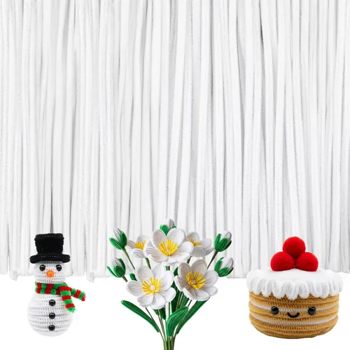 Vista 12 de Caydo 200 piezas de limpiadores de tubos negros de Halloween, varillas de chenilla para manualidades, en masa para niños, arte DIY, manualidades