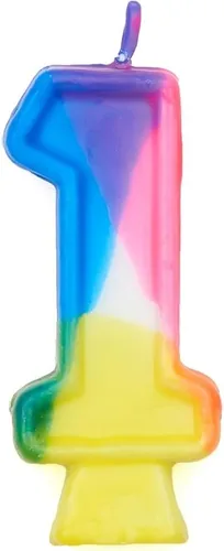 Vista 6 de Vela de cumpleaños arcoíris número "0", 2.75 pulgadas (1 unidad), centro de mesa de celebración de cera colorida, decoración perfecta para fiestas