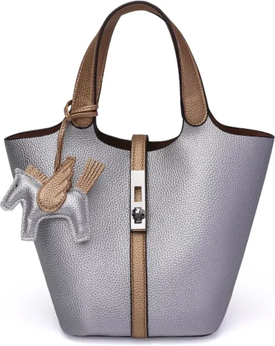 Vista 35 de Bolso de mano para mujer, de piel vegana, bolso de mano con asa superior, bolso de hombro con bolso pequeño desmontable