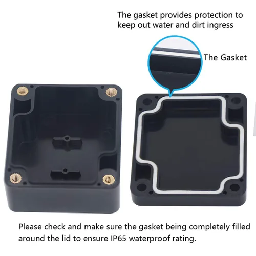 Vista 4 de Zulkit. - Caja de plástico impermeable ABS IP65. - Caja de derivación eléctrica - color negro.