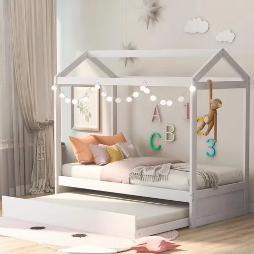 Vista 8 de Bastidor para cama tamaño Twin, con techo y cerca, no incluye box spring