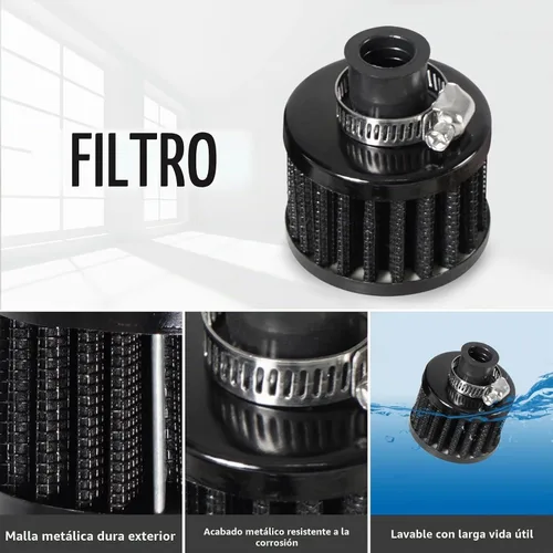 Vista 3 de Kit universal de tanque de reserva de aceite para coche de 150ml, compacto deflector de 3 puertos separador de aceite 2 entradas 1 salida negro