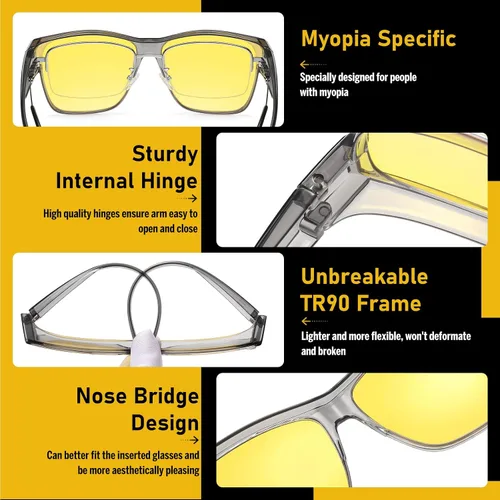 Vista 4 de DUCO Lentes de conducción de visión nocturna para hombres y mujeres, antirreflejos, polarizados, amarillos, lentes nocturnos, 8990Y, Lente de visión
