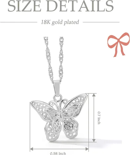 Vista 5 de VAttract Gargantilla de mariposa chapada en oro de 18 quilates, gargantilla de 15 pulgadas, gran regalo para esposa o novia, Metal, No es una piedra
