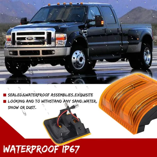 Vista 4 de Luz de marcador LED para espejo de 2008-2016 Ford F250 F350 F450 Super Duty, luz de señal de giro ámbar, lente ámbar