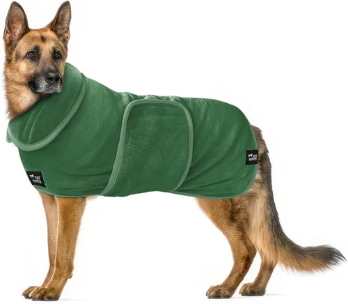 Vista 26 de Tuff Pupper Bata de baño para perro de secado rápido, toalla de felpa de 800 GSM, bata de baño súper absorbente para mascotas y cachorros, capucha