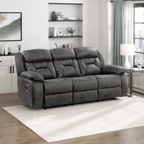 Vista 13 de Homelegance Sofá reclinable, sofá reclinable doble manual de microfibra pulida, marrón oscuro