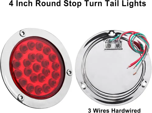 Vista 7 de Kit de 6 luces traseras LED redondas de 4 pulgadas para remolque, 4 rojas + 2 blancas de 4 pulgadas, luces LED redondas para parar, girar, marcha