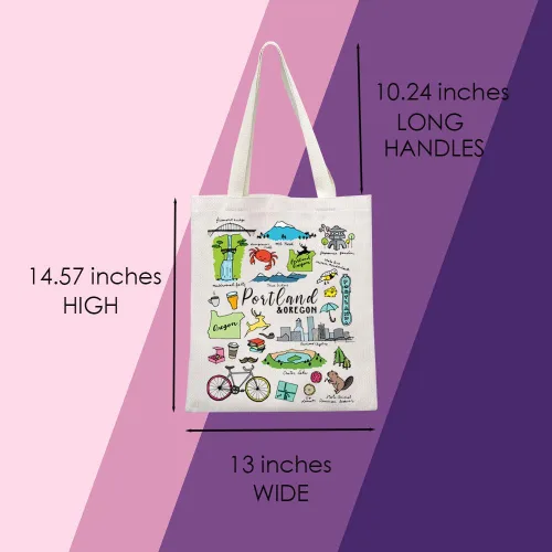 Vista 2 de MNIGIU Portland Tote Bag Portland Travel Gift Oregon State Gifts Portland Souvenir Gift
