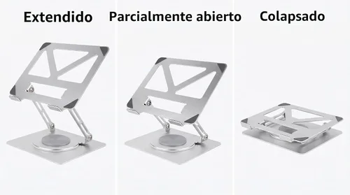 Vista 4 de Soporte giratorio de aluminio para portátil de 360°, soporte ergonómico ajustable y plegable, compatible con MacBook, iPad, Dell, HP de hasta 16