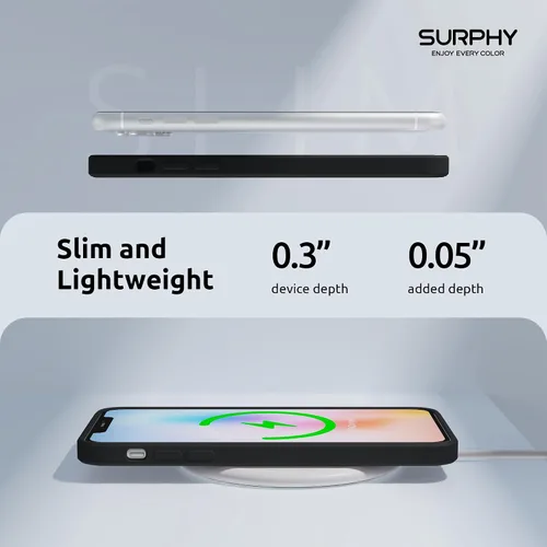 Vista 6 de SURPHY Funda diseñada para iPhone 11 Pro con protección de cámara, bordes rectos de silicona líquida para iPhone 11 Pro de 5.8 pulgadas, color negro