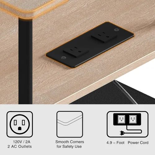 Vista 7 de Mesa auxiliar pequeña con estación de carga, mesa auxiliar para espacios pequeños, mesita de noche delgada con tomacorriente, sofá junto a la mesa